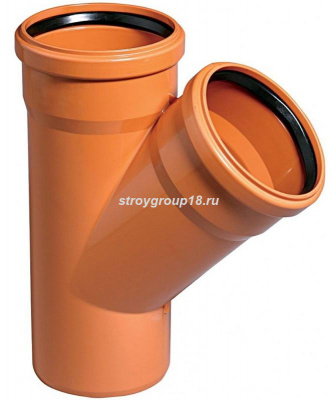 Тройник для наружной канализации 200/45° нПВХ Pplastic 