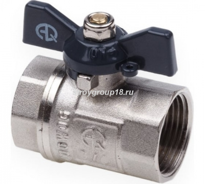 Кран шаровой 15 ВВ бабочка латунь никелированный PN50 Aqualink 