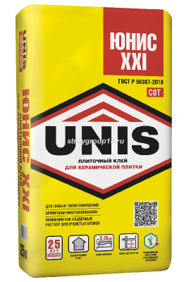 УЦЕНКА Клей UNIS плиточный XXI 25кг (48шт/под) 