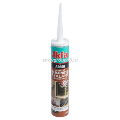 Akfix AS606 Силиконакриловый герметик, 310 мл, Белый