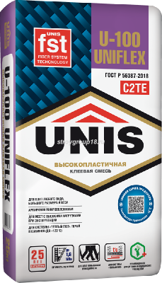 УЦЕНКА Клей UNIS UNIFLEX U-100 эластичный 25кг (48шт/под)